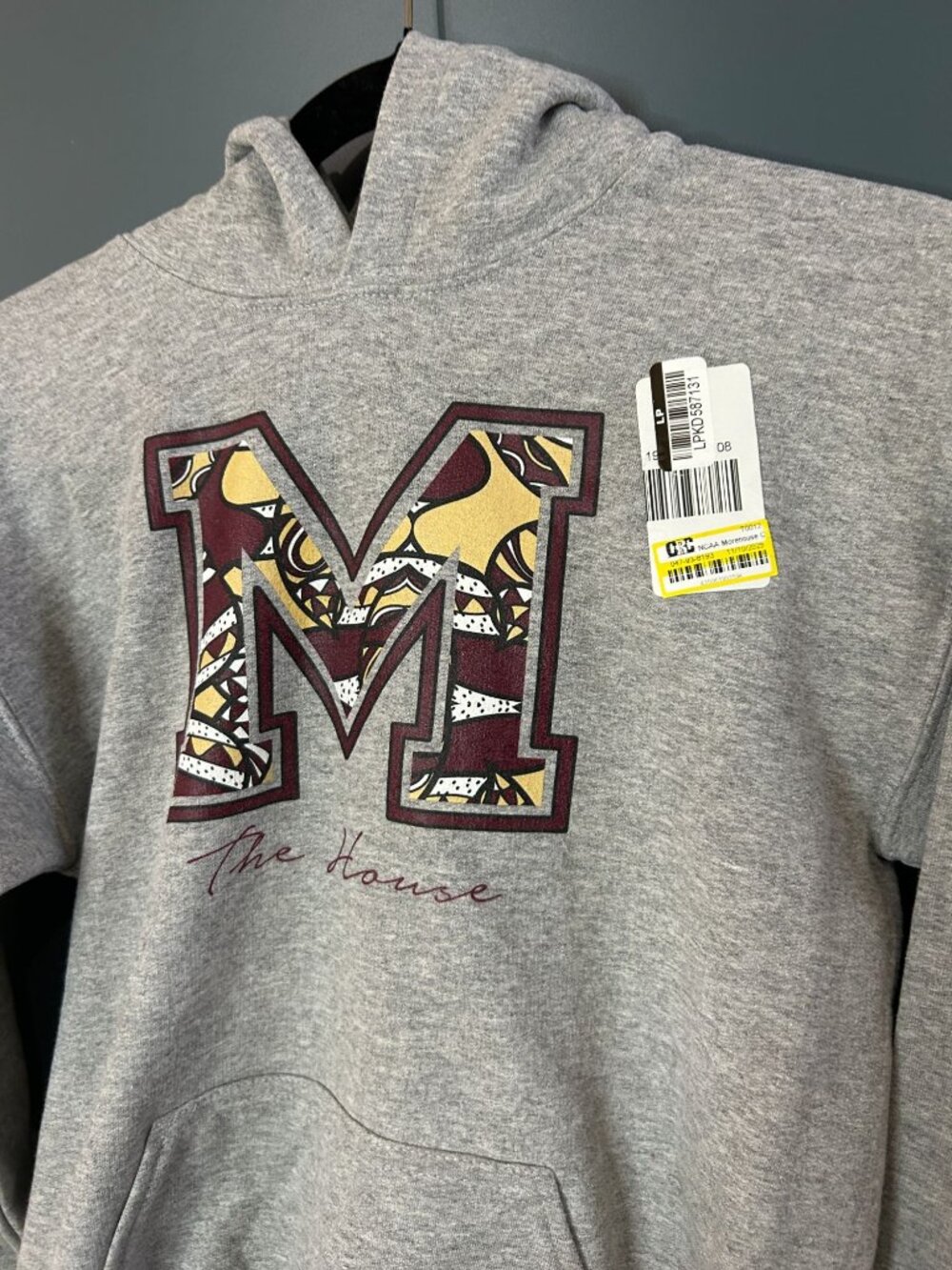 NWT NCAA Morehouse College Maroon Tigers Gray Youth Hooded Sweatshirt - L - Picture 3 of 6